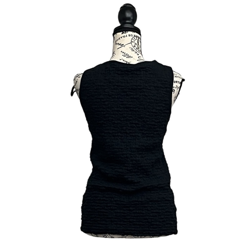 Croft & Barrow Black Popcorn Tank Top S Semi Sheer Y2K Goth Grunge Retro Edgy - Picture 5 of 10